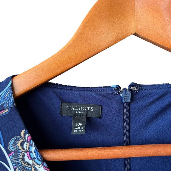 Talbots Petites Blue Floral Midi Dress Knot Front Birds Pink Multi Size 10P 10 P - Picture 3 of 6